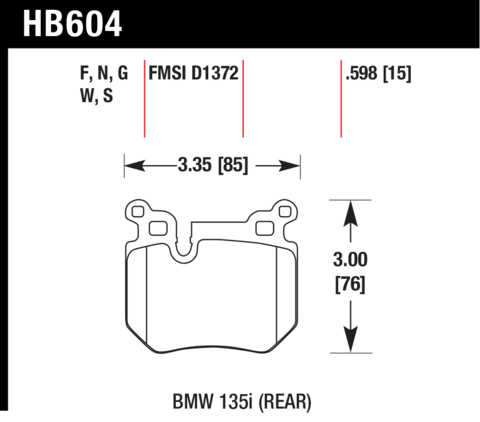 Brake Pad - DTC-30 (15 mm) - HB604W.598