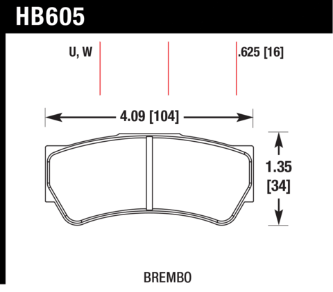 Hawk Brake Pad - DTC-70 (16 mm) - HB605U.625