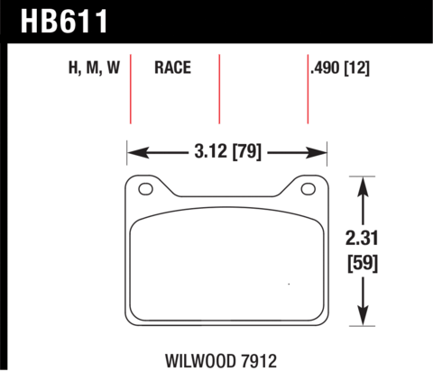 Brake Pad - DTC-30 (12 mm) - HB611W.490