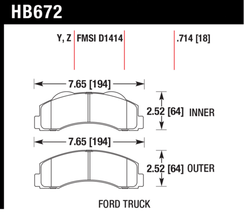 Hawk Brake Pad - LTS - HB672Y.714