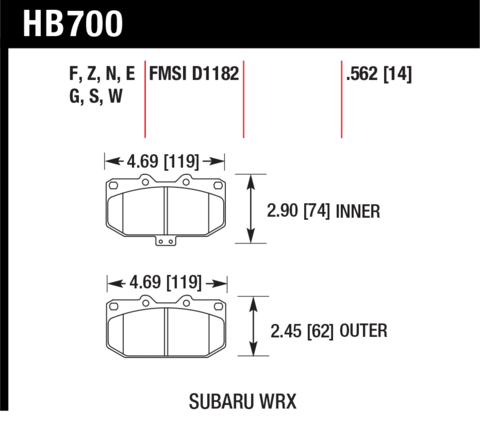 Hawk Brake Pad - HP Plus - HB700N.562