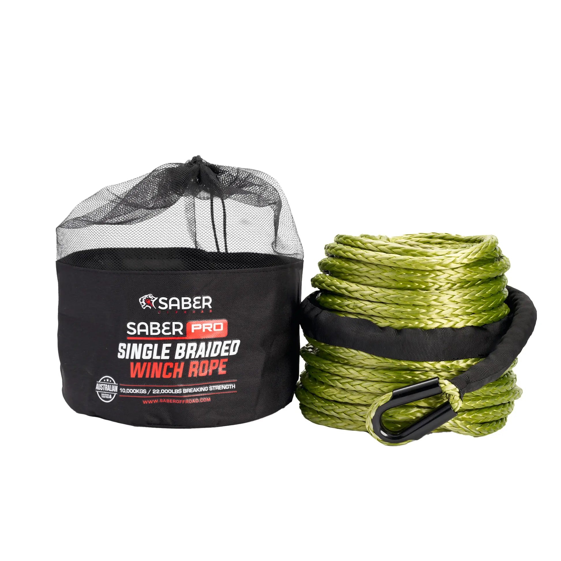 SaberPro® Single Braided Winch Rope – 9,500KG – 30M - SBR-30WR-G